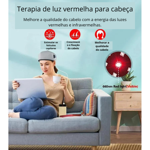 "Boné de Crescimento Capilar com Dispositivos de Terapia de Luz Vermelha LED para Anti Queda de Cabelo, Alívio da Ansiedade, Estresse e Dor de Cabeça"p Relax Massager Helmet