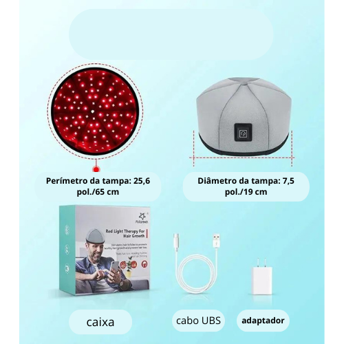 "Boné de Crescimento Capilar com Dispositivos de Terapia de Luz Vermelha LED para Anti Queda de Cabelo, Alívio da Ansiedade, Estresse e Dor de Cabeça"p Relax Massager Helmet