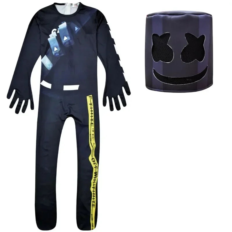 DJ Marshmello Fantasias Macacões Crianças Palhaço Cosplay Roupas Halloween Natal Festa de Fantasia Jogo Cosplay Fantasias do Fortnites