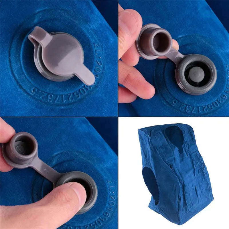 travesseiro de viagem inflável para apoio de cabeça e queixo, perfeito para descansar durante viagens de avião, no escritório ou em qualquer lugar que precisar de um cochilo revigorante.