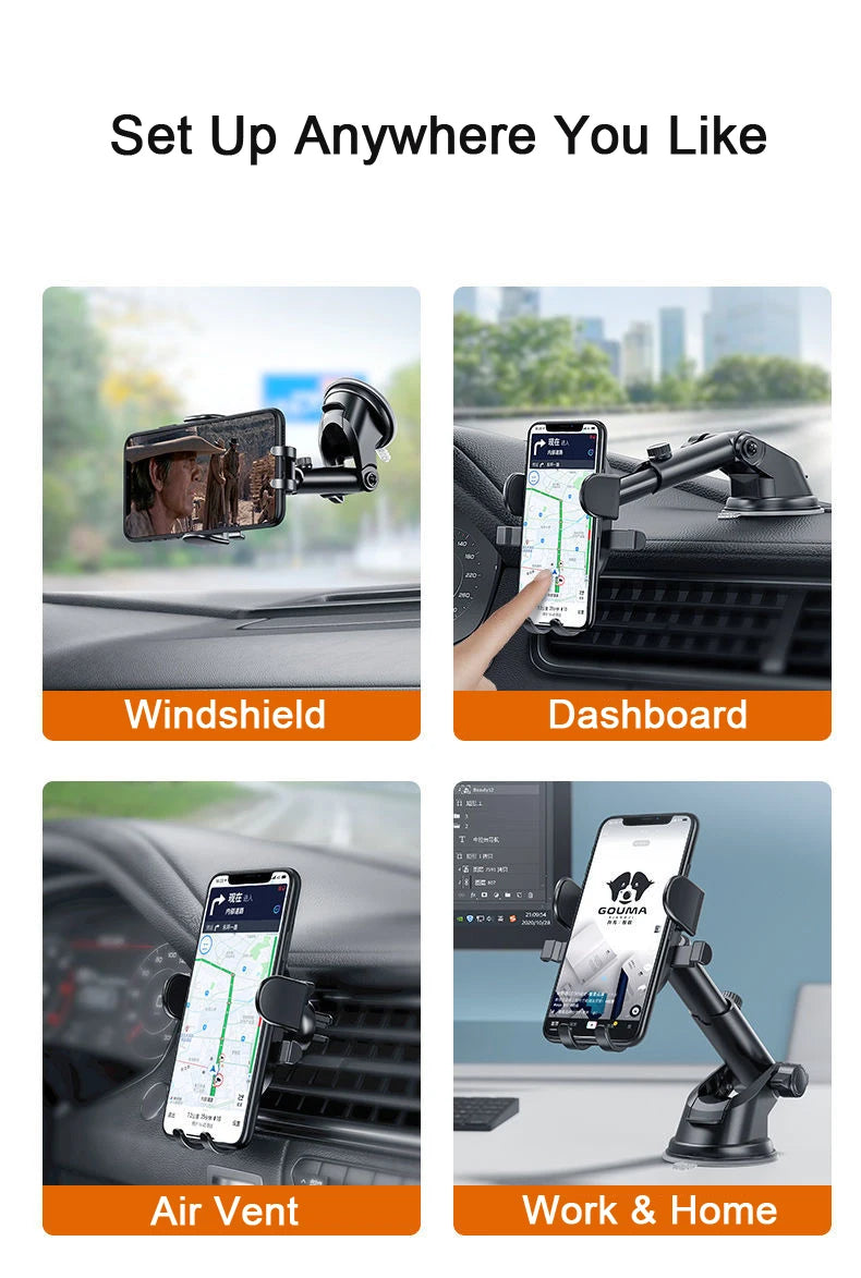 novo Suporte Universal para Celular com Ventosa para Carro 360°, para para-brisa e painel de carro, suporte móvel para celulares de 4.0 a 7 polegadas.